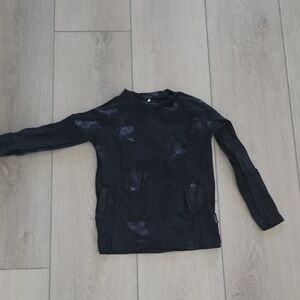 nununu Black Long Sleeve Top with Neon Tab Rushguard 6-7